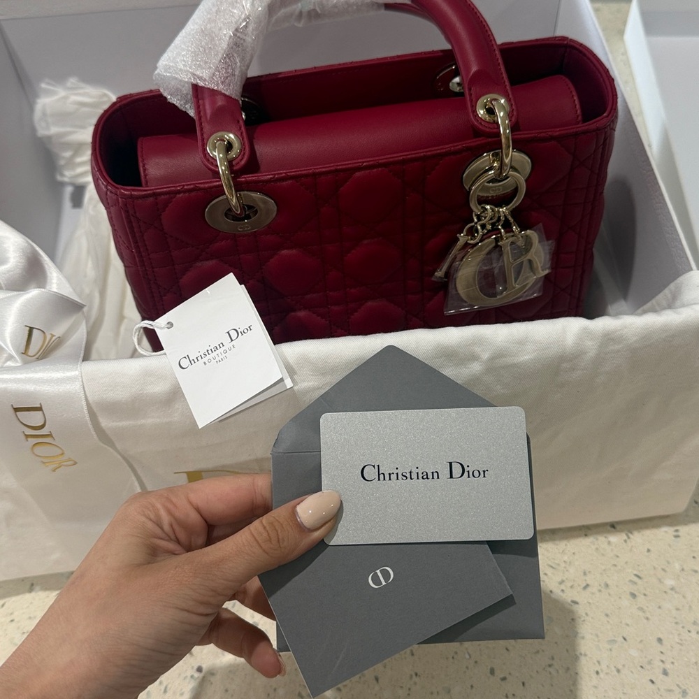 Dior Burgundy Quilted Mid size - Picture 3 of 5